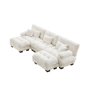 English Elm Luxury Modular U-Shaped Sectional Sofa - Oversized Cloud Couch With Ottomans For Stylish Living Spaces W714S01003