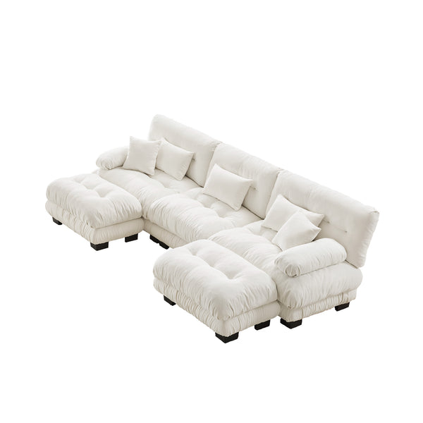English Elm Luxury Modular U-Shaped Sectional Sofa - Oversized Cloud Couch With Ottomans For Stylish Living Spaces W714S01003