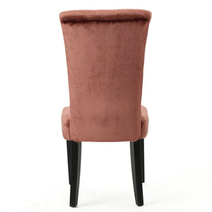English Elm Christopher Knight Home® - KD Velvet Tufted Dining Chair with High Buttoned Back and Flared Design, Sturdy Dark Wood Legs Blush 54259.00NVLTBLSH
