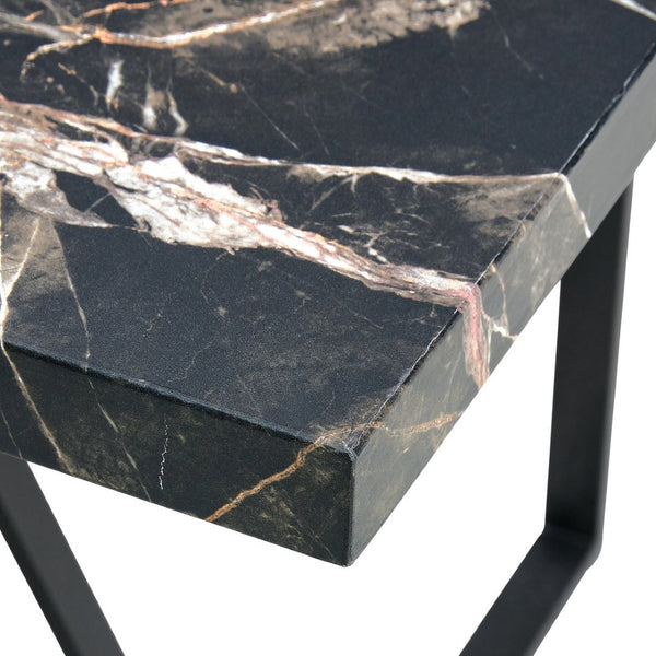 English Elm Table Modern Black Marble Mdf Dining Set With 4 Comfortable Pu Chairs - Stylish, Durable & Easy Care W1151S03404-GIGA