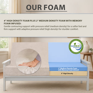 English Elm Memory Foam Infused Futon Mattress Full Xl – Versatile Washable Cover, Foldable Design For All Spaces B181P351991