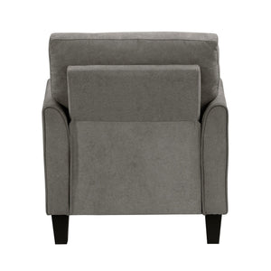 English Elm Modern Upholstered Arm Chair Plush Seat Mid-Century Modern Lines Sturdy Wood Legs Cozy Accent Seating Brown Gray 31.5 L x 23 W x 25 H B011P379743