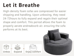 English Elm Round Cloud Sectional Sofa Bed with Memory Foam Cushions for Studio Living Spaces Dark Grey W3224P444286