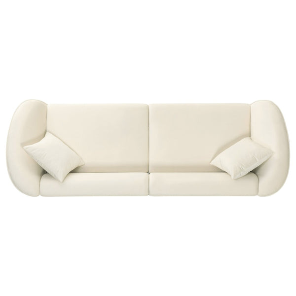 English Elm 87" Curved Boucle Sofa Sculptural Low Profile Design for Contemporary Living Rooms N767P354840B