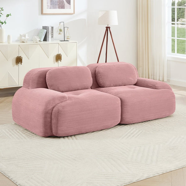 English Elm 82'' Modular Corduroy Loveseat Curved Armrests Non-slip Base for Living Bedroom Lounge W714P359250