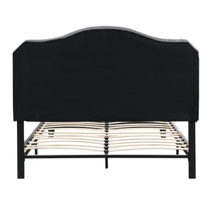 English Elm Upholstered Queen Bed Black Velvet Tufted Headboard with Led Ambient Lighting W311P237227