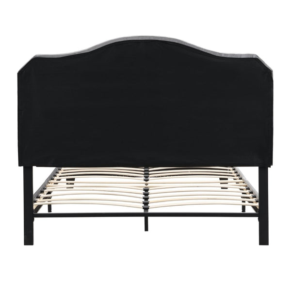 English Elm Upholstered Queen Bed Black Velvet Tufted Headboard with Led Ambient Lighting W311P237227