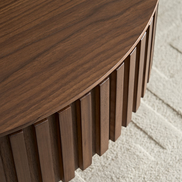 English Elm 31.49'' Round Coffee Table with Hidden Storage, Space-Saving Modern Pedestal Design for Apartments Walnut W876P365214