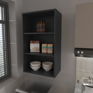 English Elm Guadalupe Melamine Wall Cabinet with Three Open Shelves for Kitchen Storage, Scratch-Resistant Design Black 38.6 L x 26 W x 3.5 H B128P244994