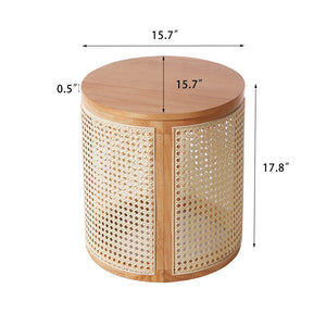 English Elm Christopher Knight Home® - RUBBER Solid Wood Side Table 15.7" Round Top, Natural Finish, Sturdy MDF Base, Compact 17.8" H N770P281695N