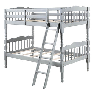 English Elm Grey Twin Over Twin Bunk Bed - Space-Saving Design, Sturdy Pine Construction & Safe Access Features B062S00492
