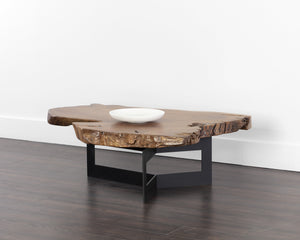 Sunpan Wyatt Coffee Table - Handcrafted Solid Teak Root Wood with Unique Design, Sturdy Steel Frame & Style Natural