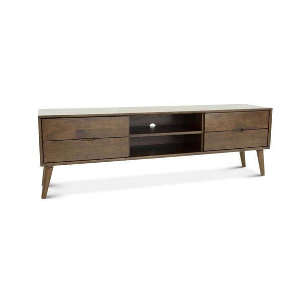 English Elm Ashcroft Furniture - Adrian 71" Mid-Century Modern TV Stand in Walnut Brown Solid Wood with Drawers, Shelves & Cable Management B183P231813
