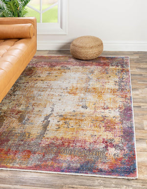 Unique Loom Deepa Frontier Machine Made Abstract Rug Multi, Blue/Ivory/Navy Blue/Red/Yellow/Pink/Gray 5' 3" x 7' 10"