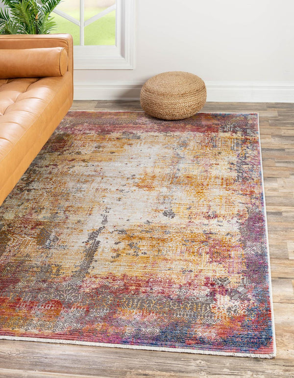 Unique Loom Deepa Frontier Machine Made Abstract Rug Multi, Blue/Ivory/Navy Blue/Red/Yellow/Pink/Gray 5' 3" x 7' 10"