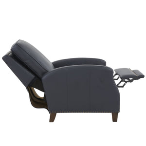 English Elm Jack Midnight Blue Faux Leather Recliner Chair with Nailhead Trim, Tapered Wood Legs, High-Density Foam Comfort B050P229965
