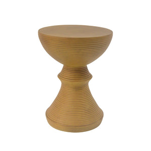 English Elm 16" Ribbed Concrete Outdoor Side Table Sculptural Hourglass Patio Garden Accent Natural N767P192100N