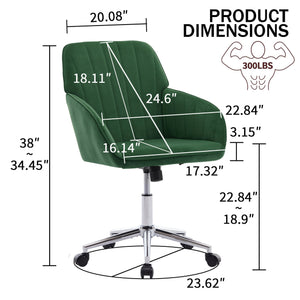English Elm TY Velvet Ergonomic Office Chair with Memory Foam Cushion, S-Curve Lumbar Support, Green Comfort W2311P277205