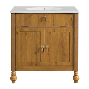 English Elm Christopher Knight Home® - 30-Inch Walnut Vanity with Seashell Resin Sink, Flip-Up Organizer, Soft-Close Doors & Legs Brown N765P33417576B