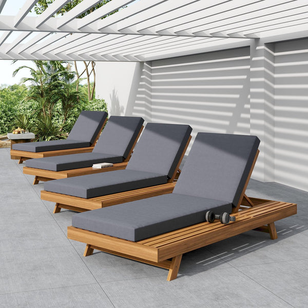 English Elm Christopher Knight Home® - Lounge Chaise Set - Durable Acacia Wood With Water-Resistant Cushions For Stylish Outdoor Comfort N770P253442T_65429.00CUSHDGRY