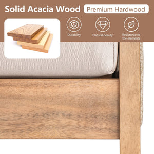 English Elm Outdoor Acacia Hardwood Rope Weave Patio Chat Set with Deep Cushioned Seating N757P408833B