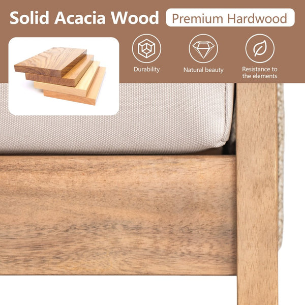 English Elm Outdoor Acacia Hardwood Rope Weave Patio Chat Set with Deep Cushioned Seating N757P408833B