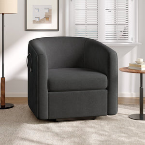 English Elm Power Lift Recliner Barrel Back Chenille Chair for Seniors with Footrest Pocket Dark Grey N719P355911R