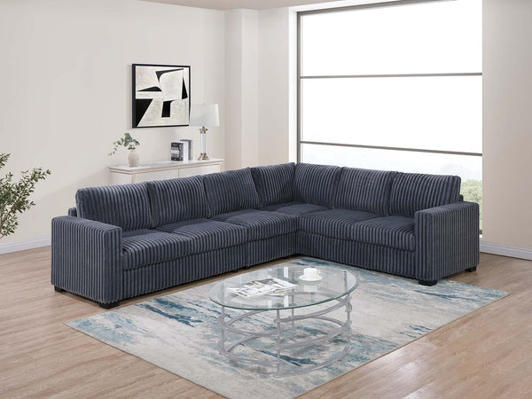 English Elm Elegant Plush 4-Pc Sectional Sofa Set with Corduroy Upholstery Spacious L-Shaped Lounge for 5 Dark Gray 54 L x 39 W x 27 H B011S01748