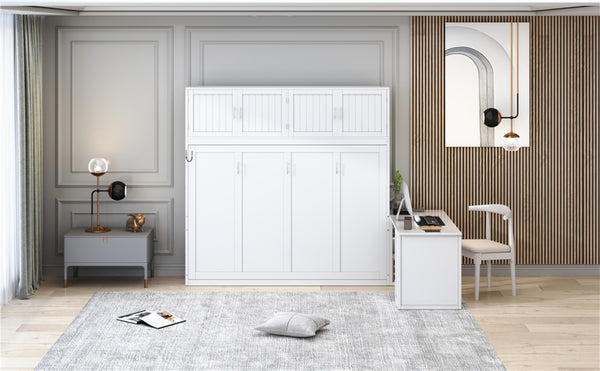 English Elm Queen Murphy Bed With Desk & Storage Shelves - Versatile, Space-Saving Solution For Modern Homes N820S10034K-GIGA