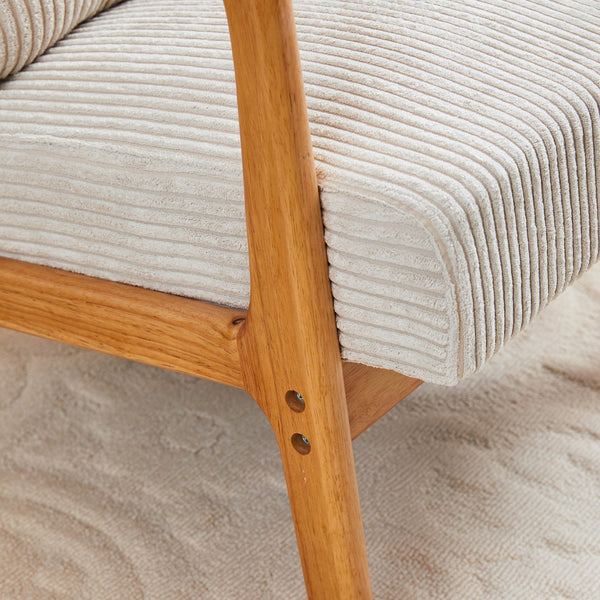 English Elm Mid-Century Upholstered Accent Chair with Pillow, Ergonomic Solid Wood Frame for Living Room W2989P241862