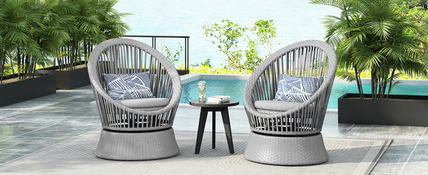 English Elm Christopher Knight Home® - [Set Of 2] 26.7" Modern Swivel Wicker Lounge Chairs With Cushions - Stylish & Versatile For Any Space N767P237032G_2