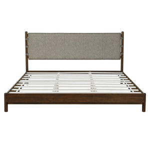 English Elm Christopher Knight Home® - Modern King Bed Frame Set with Two Nightstands, Sleek Wood Platform Bed with Headboard & Storage Drawers Light Gray,Walnut N770S498D97D98D