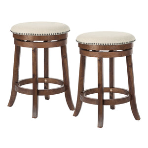 OSP Home Furnishings Round Backless Swivel Stool - Set of 2 Burnt Brown
