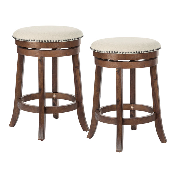 OSP Home Furnishings Round Backless Swivel Stool - Set of 2 Burnt Brown