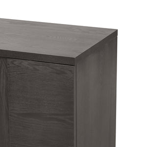 English Elm Trexm Ash Veneer Buffet with Gold Handles Matte Black Lacquer Dining Storage Taupe N715P232696N