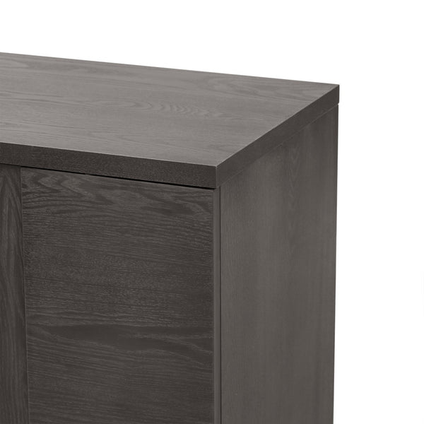 English Elm Trexm Ash Veneer Buffet with Gold Handles Matte Black Lacquer Dining Storage Taupe N715P232696N