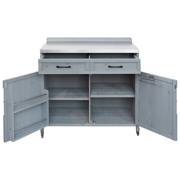 English Elm K&k Outdoor Modular Kitchen Island 2 Piece Fir Wood Stainless Steel Sink Station N707S000024G