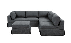 English Elm 6-Piece Upholstered Sectional Sofa - Reversible Modular Design, Family-Friendly Comfort & Style B343S00016