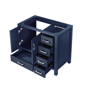 English Elm Navy 36" Bath Vanity Left Offset – Solid Wood Frame, Soft-Close Drawers, Open Shelf Storage, Fully Assembled B2731P258852