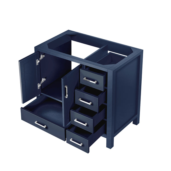 English Elm Navy 36" Bath Vanity Left Offset – Solid Wood Frame, Soft-Close Drawers, Open Shelf Storage, Fully Assembled B2731P258852