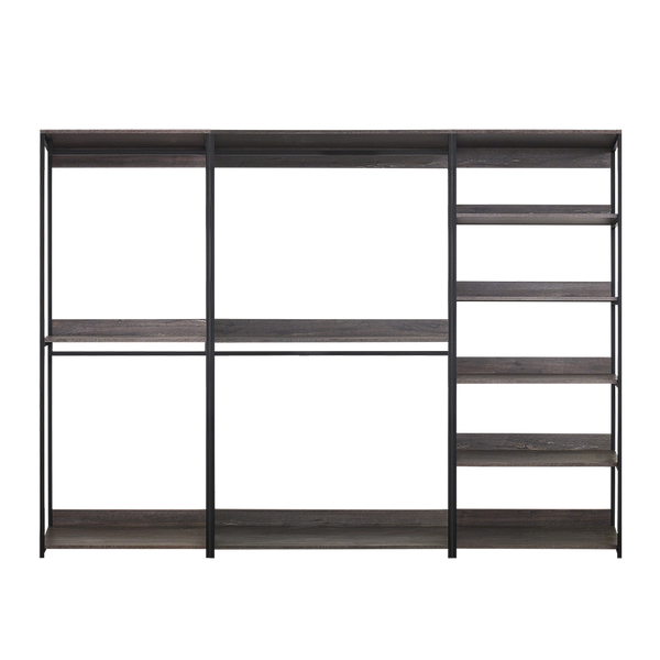 English Elm Monica Grey Walk-in Closet System - Durable Wood & Metal, Water/Heat & Scratch Resistant, E0 Eco Board B040S00075