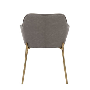 English Elm Daniella Contemporary Dining Chair Set of 2 – Gold Metal Frame, Camel Faux Leather Upholstery, Cushioned Comfort Grey B202S01327