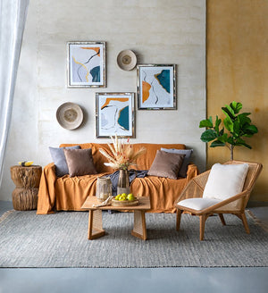 English Elm S/2 Kira Woven Seagrass Bowls - Two-Tone Brown to Beige Coastal Boho Decor, 18x18x8 Accent W2078P360886