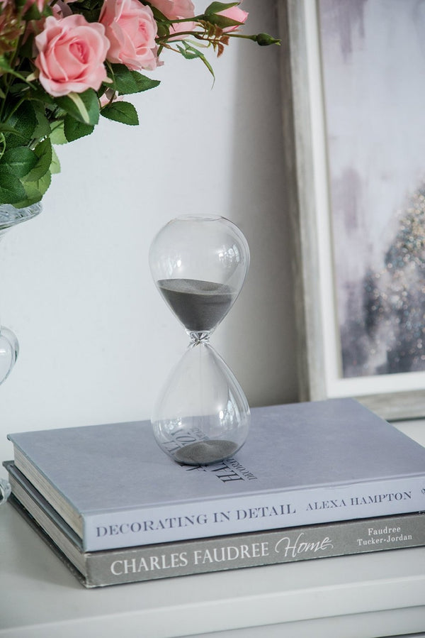 English Elm Set Of 2 Elegant 30-Minute Hourglasses With Gray Sand - Modern Decor For Home & Office Spaces W2078P278060-GIGA
