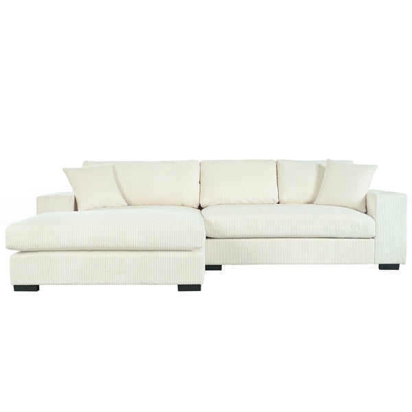 English Elm Christopher Knight Home® - Mirod Large Sectional Sofa with Deep Foam Seats, Built-In Cup Holders, USB Charging Ports, Modern Design Beige N760S0000043A