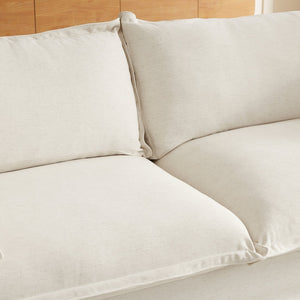 English Elm 87.4'' Cloud Couch Deep Seat Sofa with Removable Washable Covers, Concealed Legs, Plush Pillows, Ivory W2357P261725
