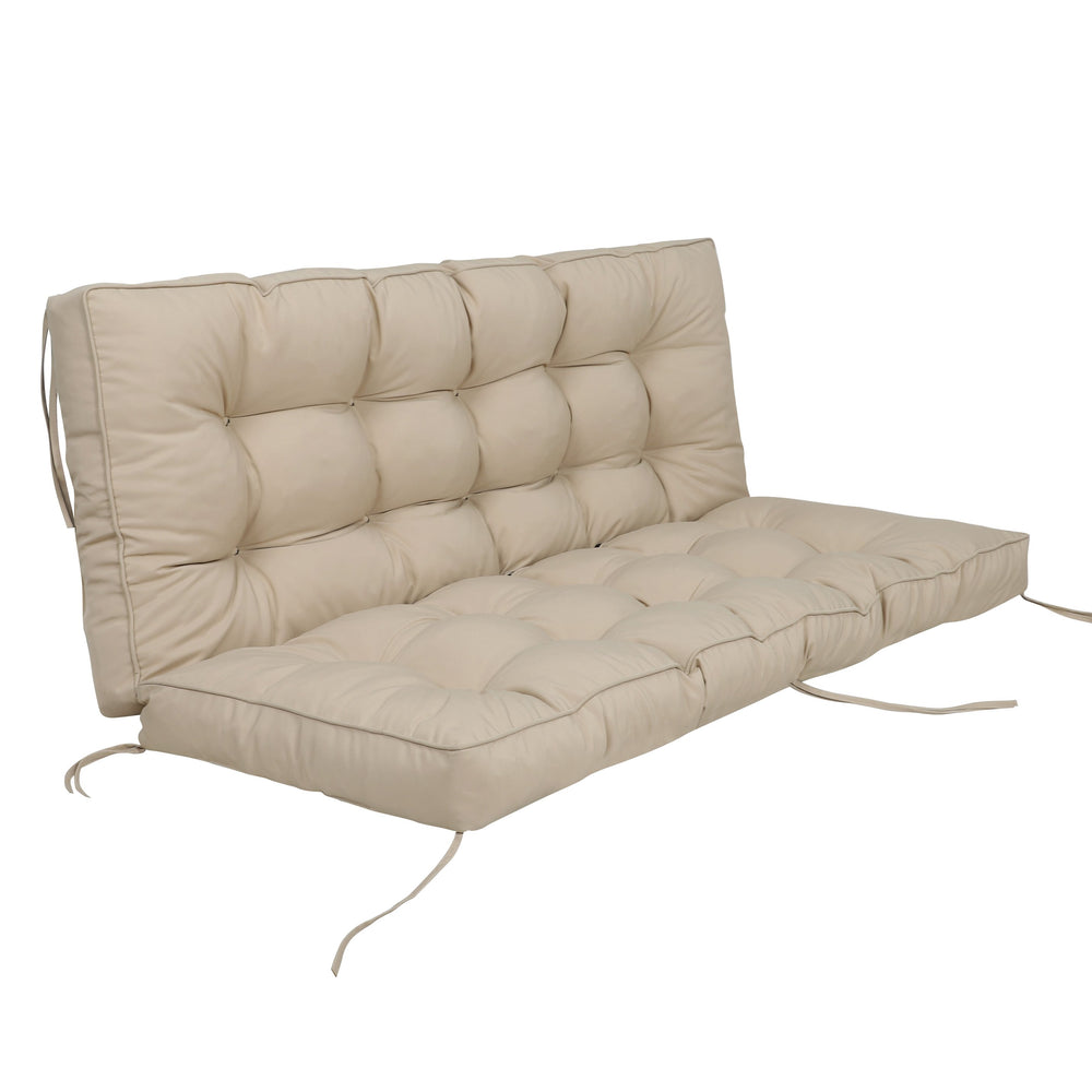 English Elm Swing 55x40 Outdoor Swing Seat Cushion Set, Waterproof Thick 4-5" Sponge Back & Bench Pad with Ties for Patio Furniture Comfort and Durable Support khaki W419P311809