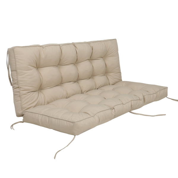 English Elm Swing 55x40 Outdoor Swing Seat Cushion Set, Waterproof Thick 4-5" Sponge Back & Bench Pad with Ties for Patio Furniture Comfort and Durable Support khaki W419P311809