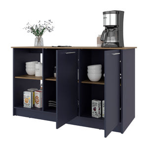 English Elm Demon Multicolor Kitchen Island with Spacious Countertop, Two-Door Cabinet & Open Shelves, 59" wide B128S00201