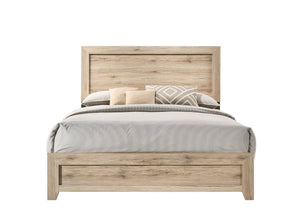 English Elm Miquell Queen Bed with Raised Molding Trim and Tapered Legs, Solid Frame, 660lb Capacity, Low Profile Natural 66 L x 28 W x 7 H B2726P254735